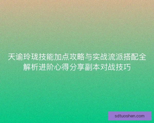 天谕玲珑技能加点攻略与实战流派搭配全解析进阶心得分享副本对战技巧