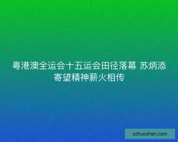 粤港澳全运会十五运会田径落幕 苏炳添寄望精神薪火相传