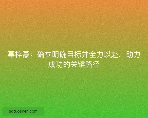 辜梓豪：确立明确目标并全力以赴，助力成功的关键路径