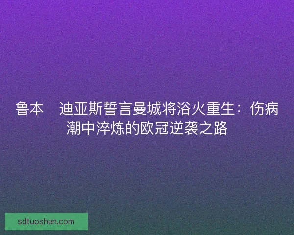 鲁本・迪亚斯誓言曼城将浴火重生：伤病潮中淬炼的欧冠逆袭之路